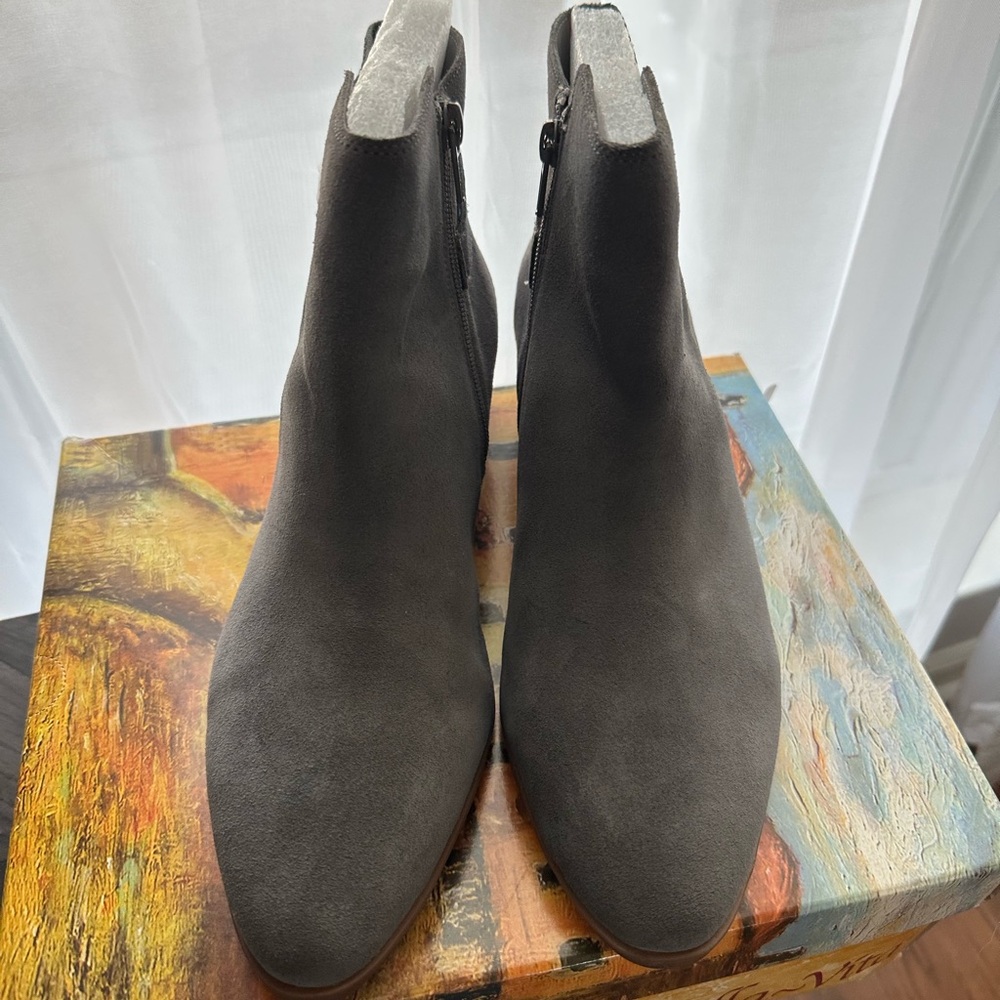 Bella Vita Gray Suede Pointed Toe Ankle Booties